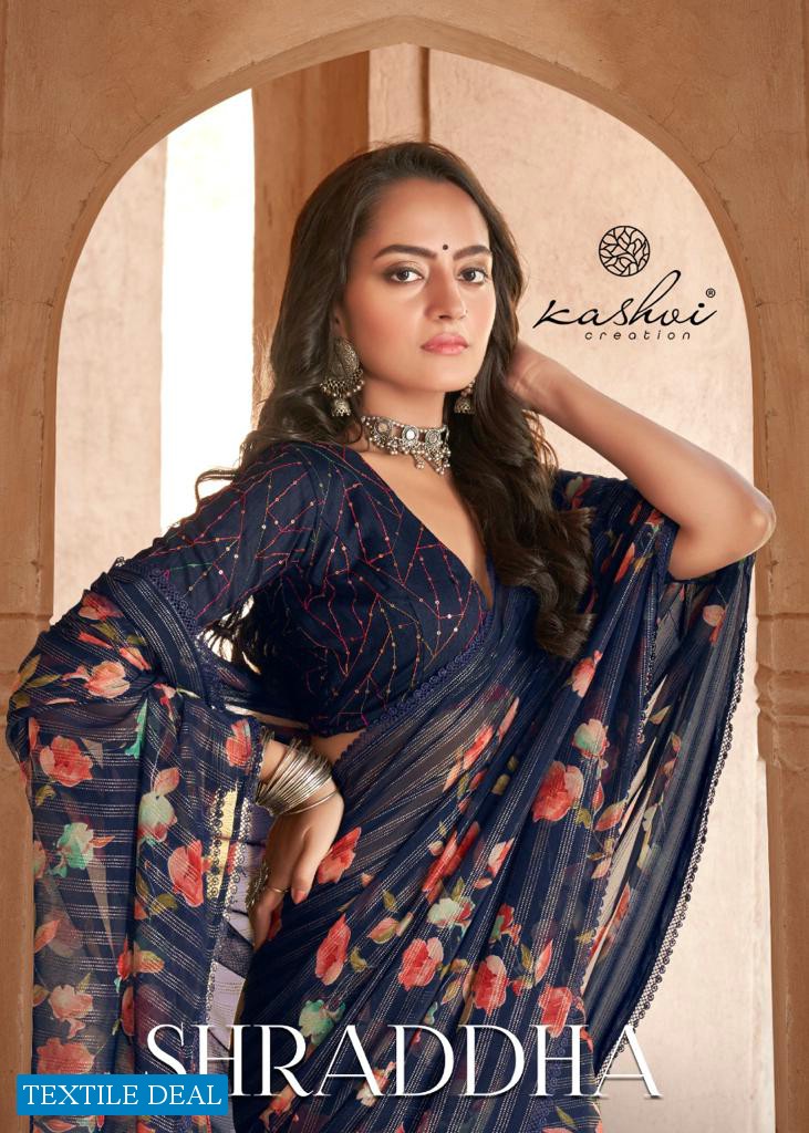 Kashvi Shraddha Wholesale Georgette With Work Blouse Sarees
