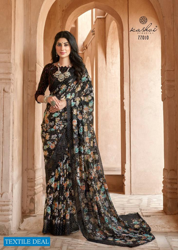 Kashvi Shraddha Wholesale Georgette With Work Blouse Sarees