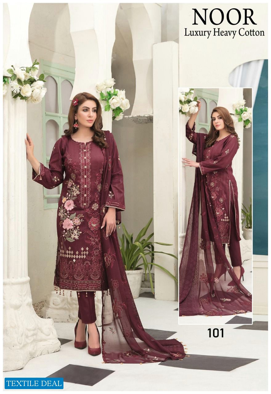 Noor Luxury Heavy Cotton By Saadia Asad Pakistani Printed Dress