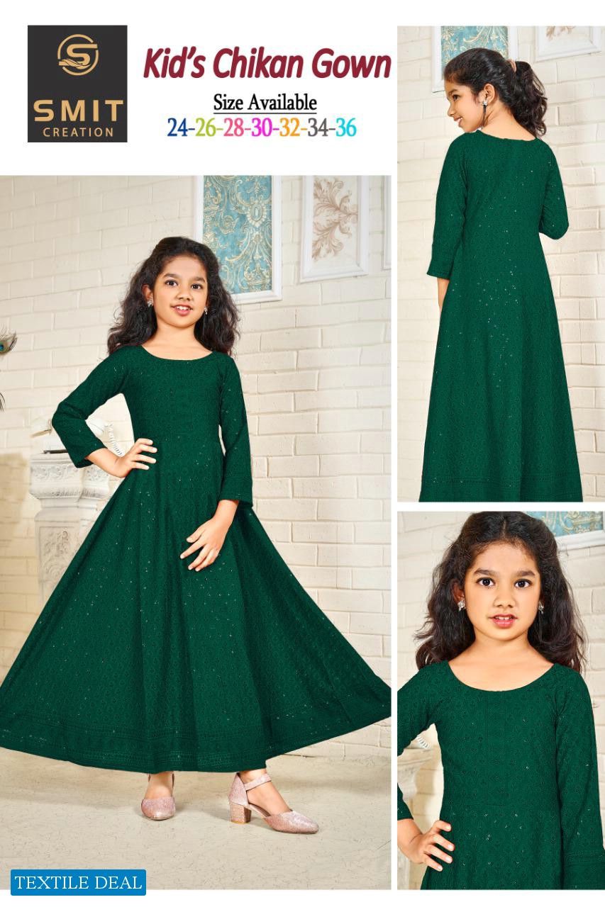 Poonam Kids Chikan Gown Wholesale Kids Gown Catalogs