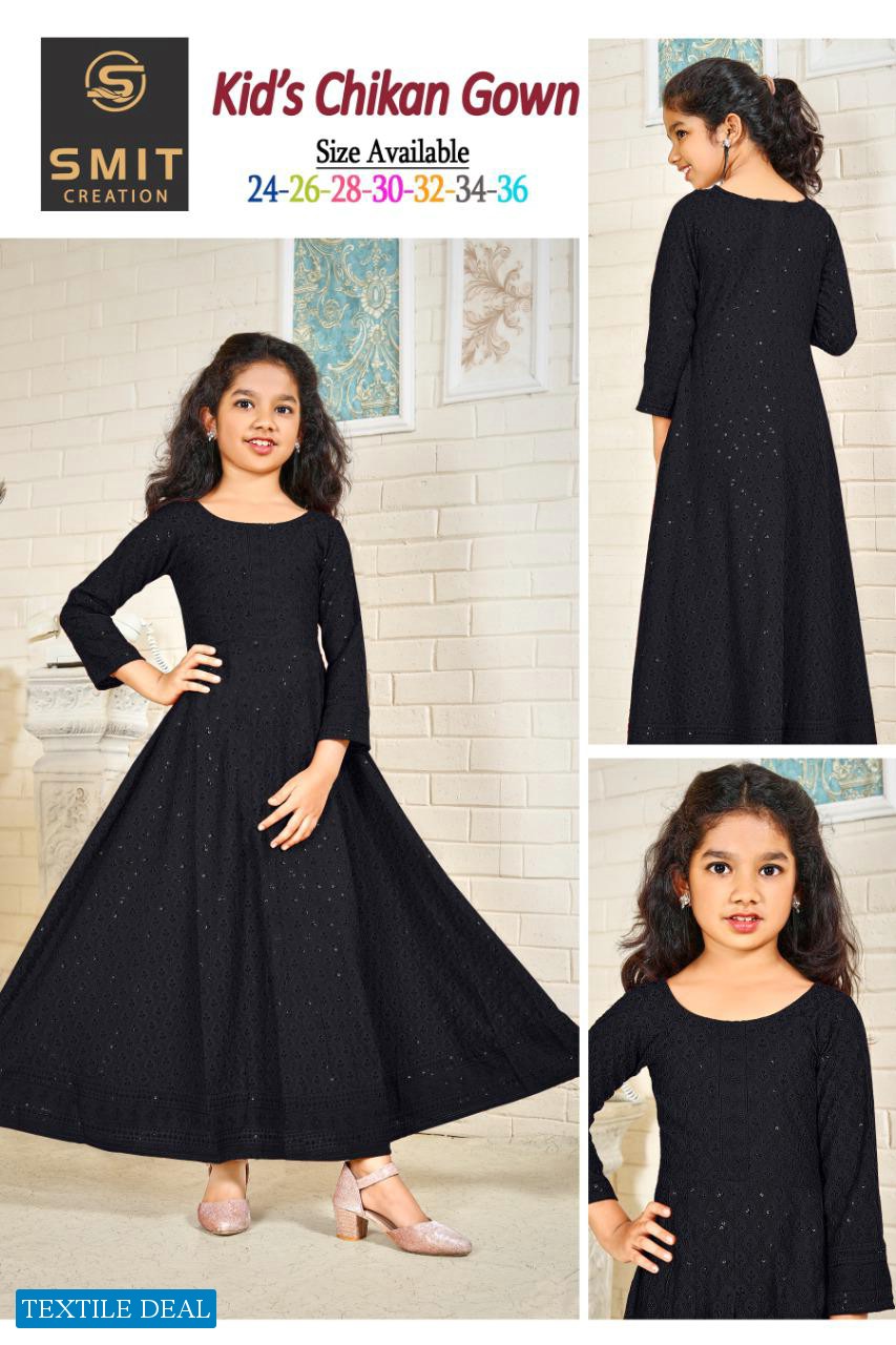 Poonam Kids Chikan Gown Wholesale Kids Gown Catalogs