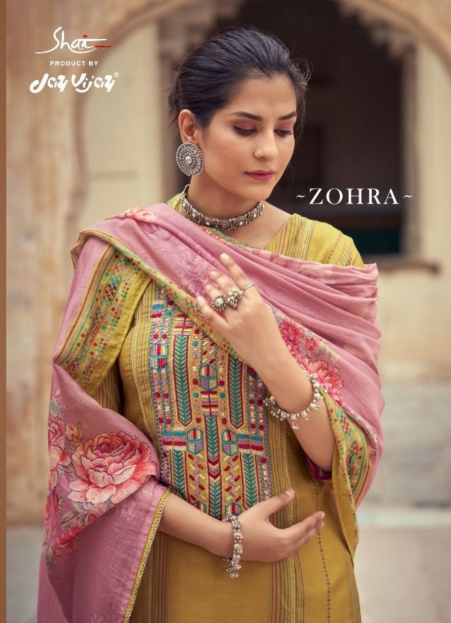 Jay Vijay Shaii Zohra Wholesale Pure Moga Silk With Work Salwar Suits