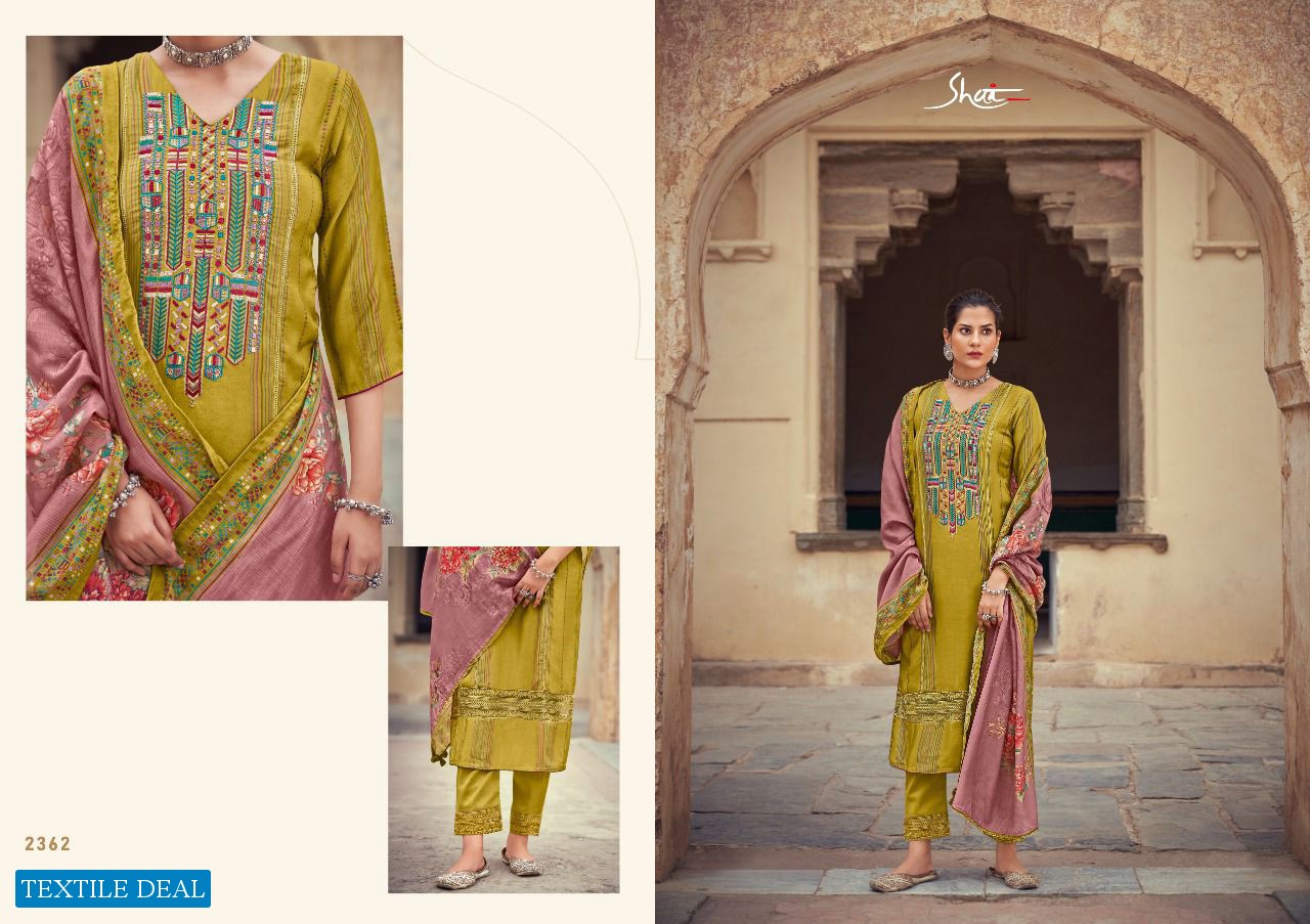 Jay Vijay Shaii Zohra Wholesale Pure Moga Silk With Work Salwar Suits