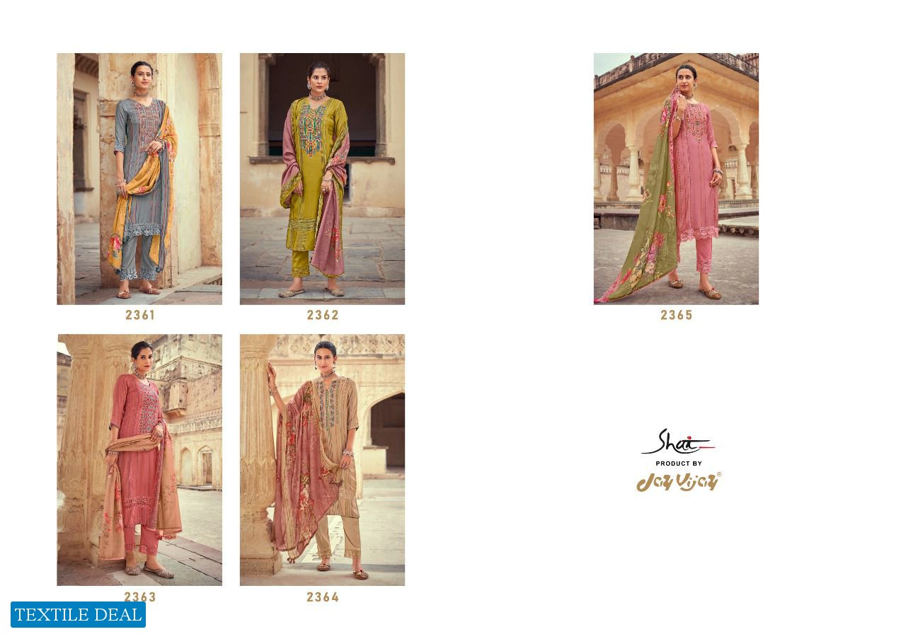 Jay Vijay Shaii Zohra Wholesale Pure Moga Silk With Work Salwar Suits