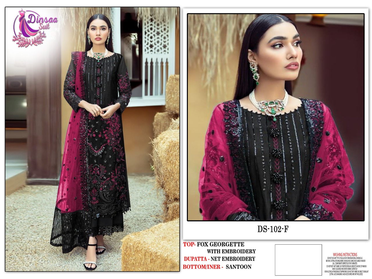 DINSAA SUIT D NO 102 GEORGETTE REGAL LOOK SALWAR SUIT CATALOG