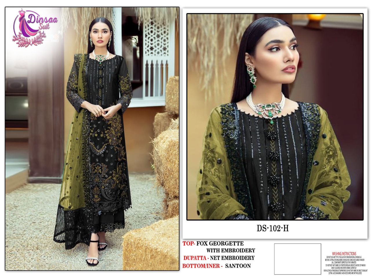 DINSAA SUIT D NO 102 GEORGETTE REGAL LOOK SALWAR SUIT CATALOG