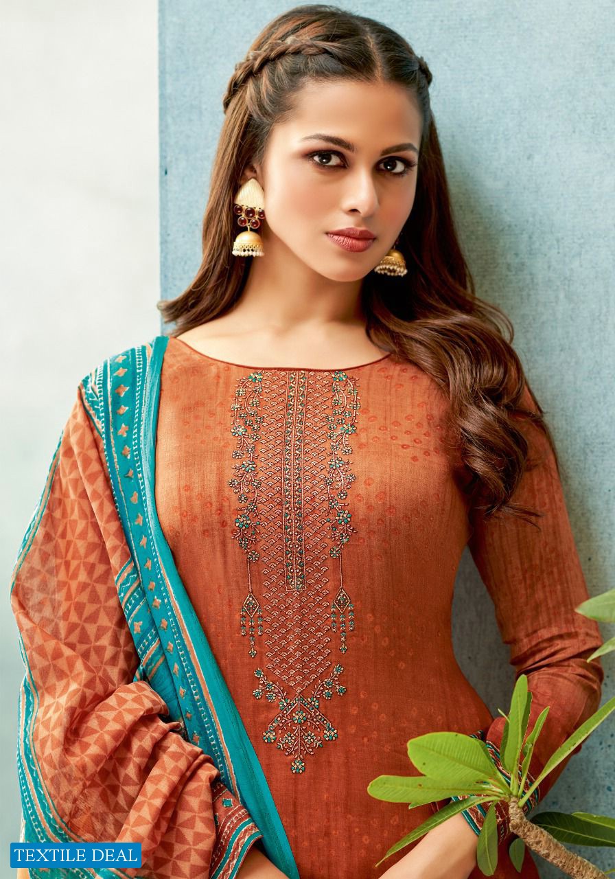 Suryajyoti Shaded Vol-6 Wholesale Satin Cotton With Neck Work Dress Material