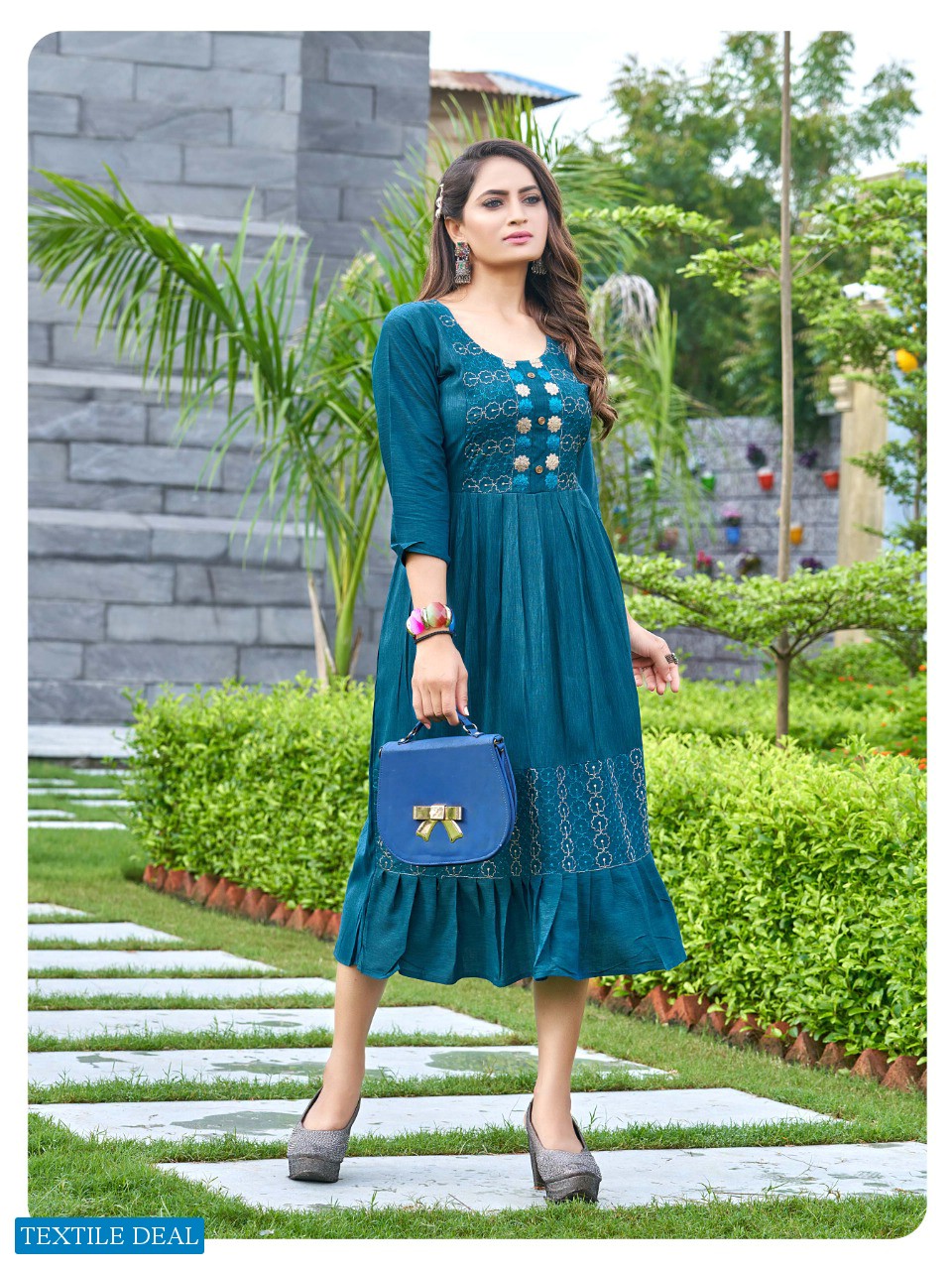 GULISTAN BY SMYLEE RAYON WORK DESIGNER GOWN KURTIS