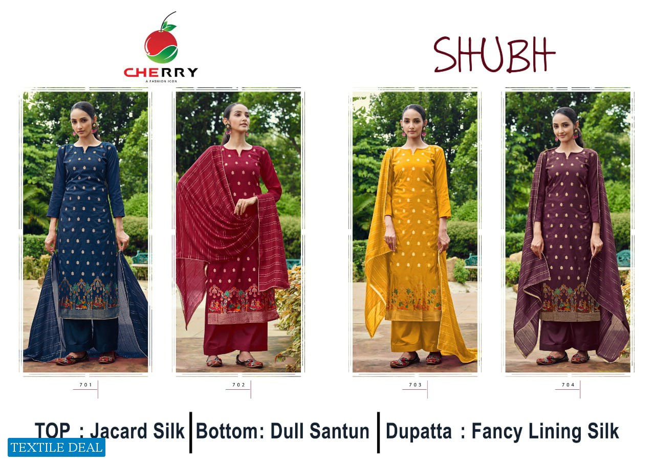 Cherry Shubh Wholesale Pure Silk Jacquard Dress Material