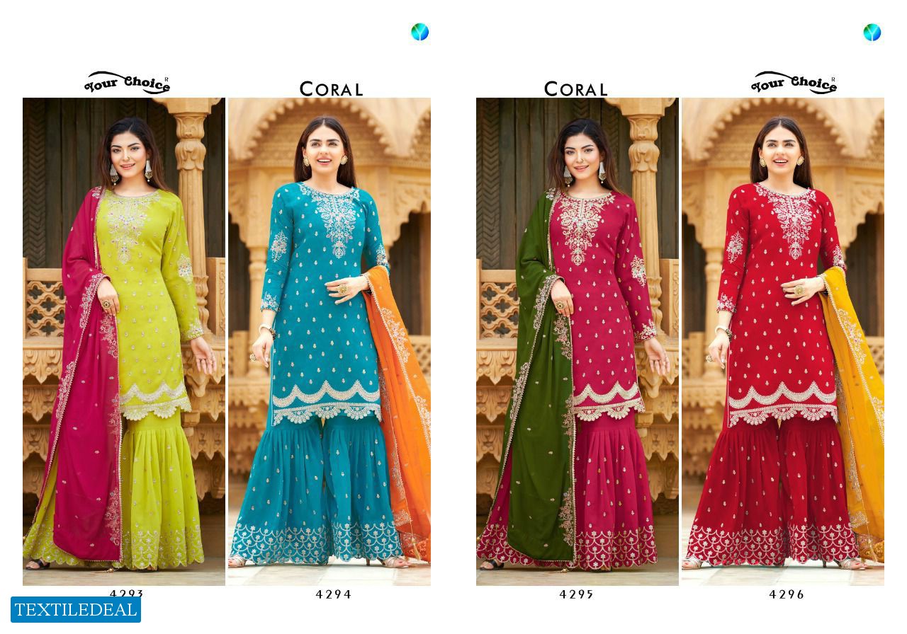 Your Choice Coral Wholesale Designer Free Size Salwar Suits
