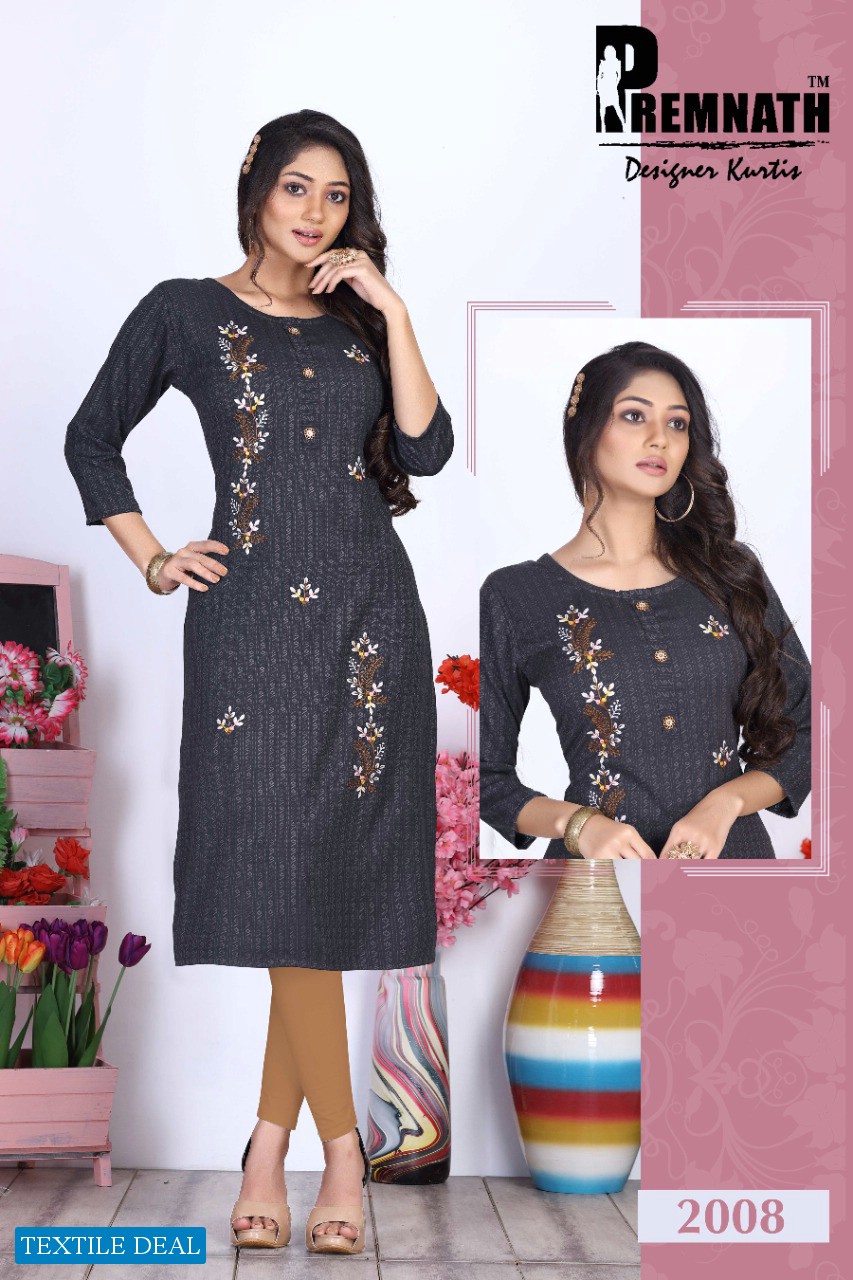 Premnath Pfizer Vol-4 Wholesale Heavy Reyon With Embroidery Long Kurtis