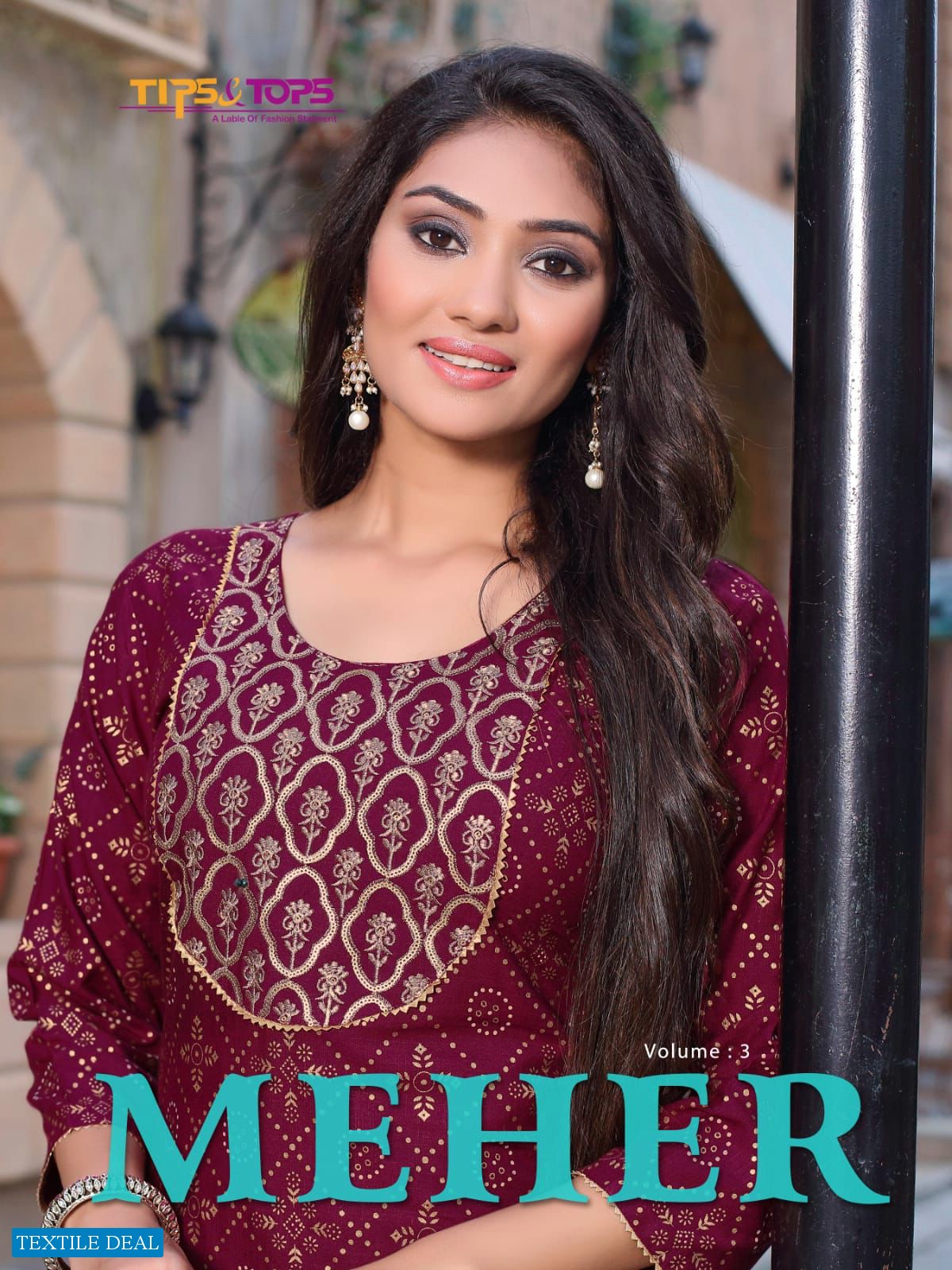 Tips And Tops Meher Vol-3 Wholesale Long Kurti With Plazzo Catalogs