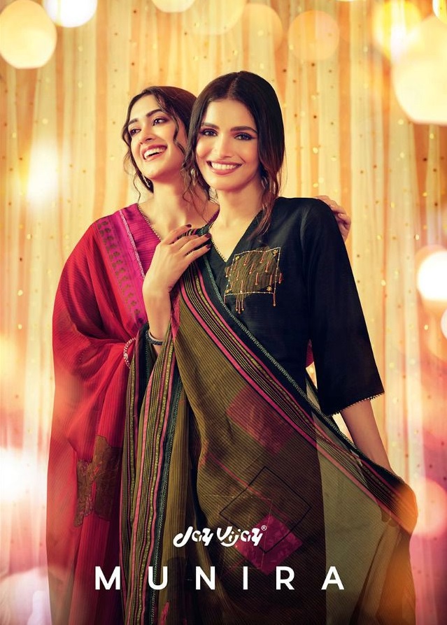 Jay Vijay Munira Wholesale Pure Bemberg Tusser Silk With Hand Work Salwar Suits