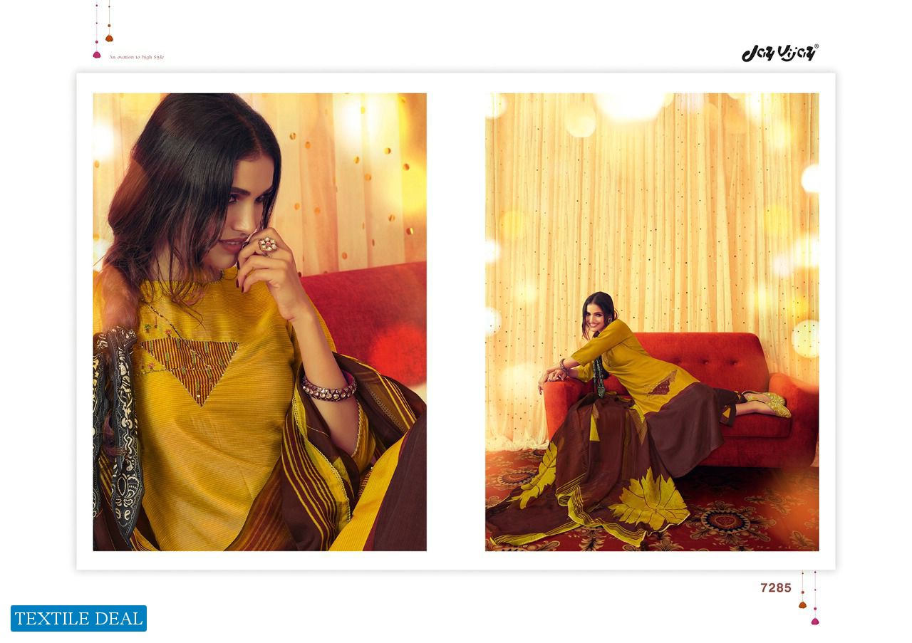 Jay Vijay Munira Wholesale Pure Bemberg Tusser Silk With Hand Work Salwar Suits