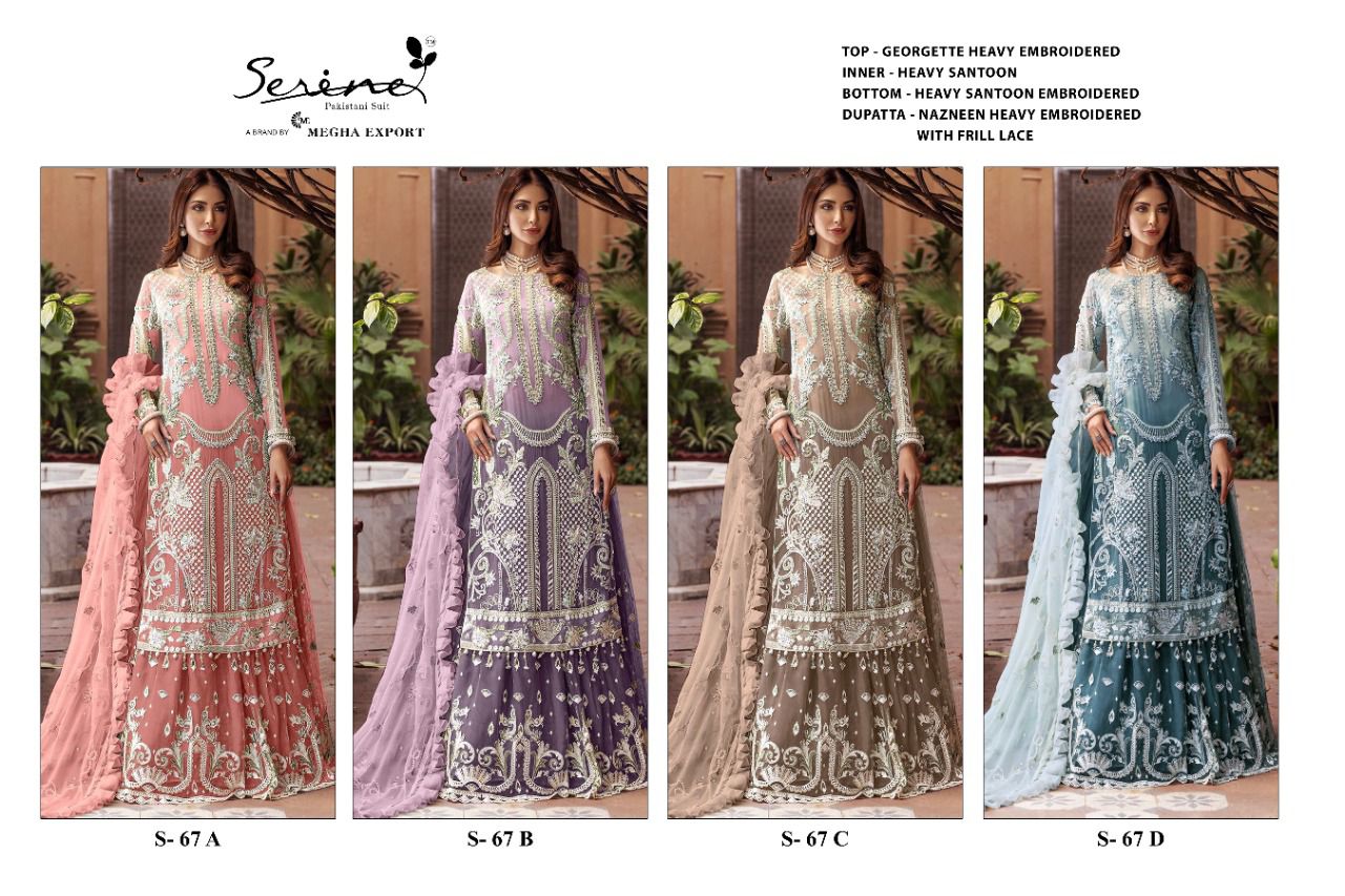 SERINE MEGHA EXPORTS S-67 GEORGETTE EMBROIDERY PAKISTANI SALWAR KAMEEZ