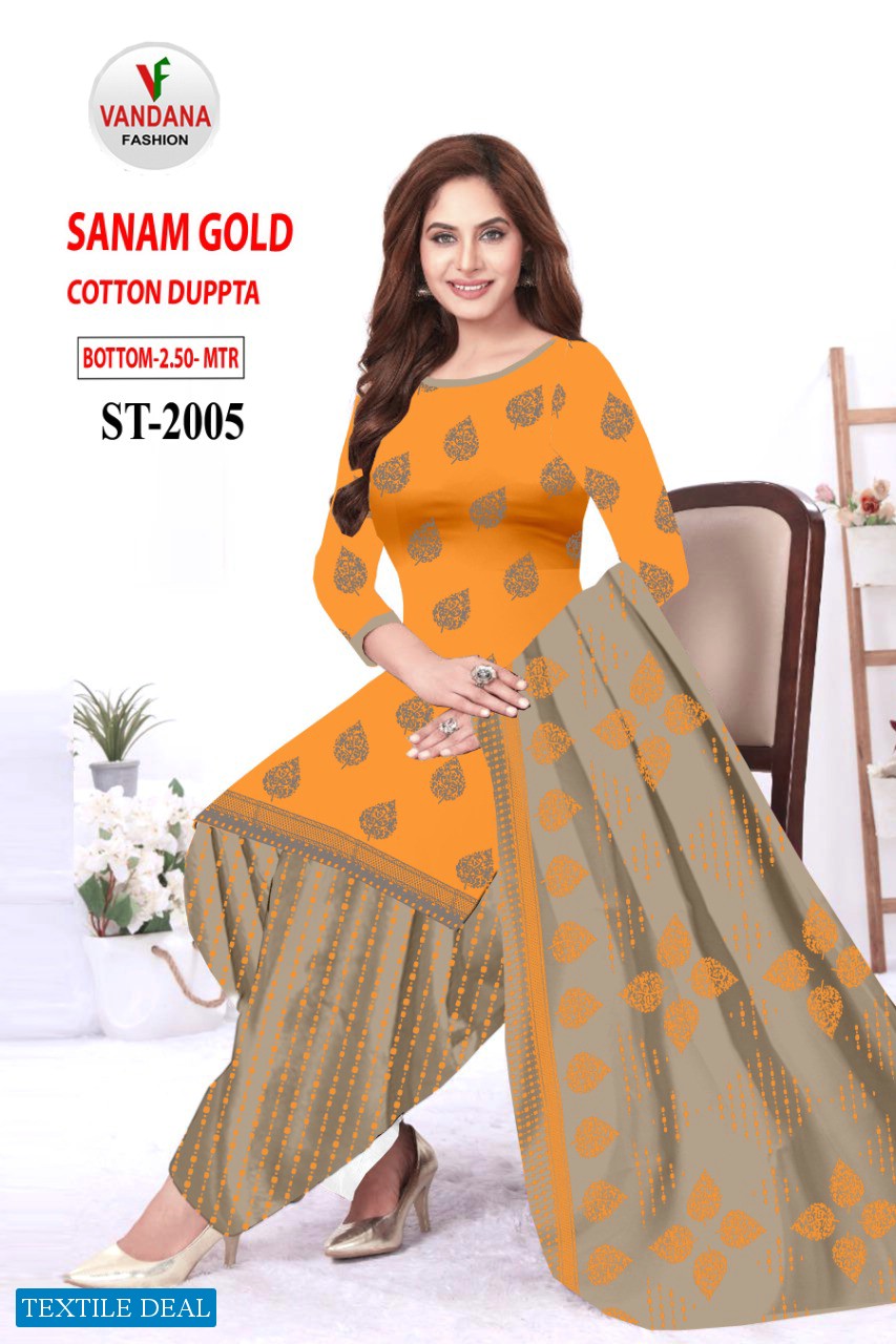 Vandana Sanam Gold Wholesale Cotton Dupatta Dress Material
