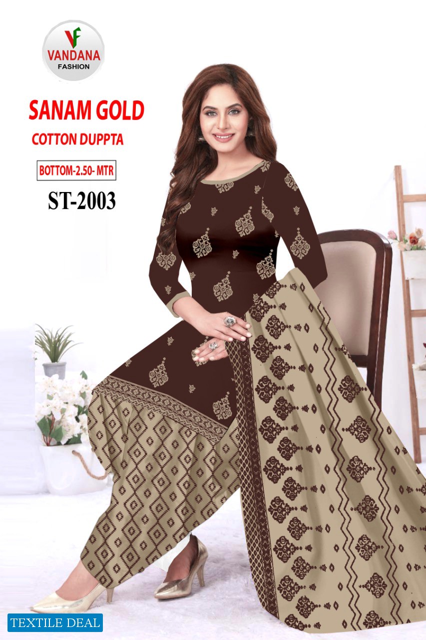 Vandana Sanam Gold Wholesale Cotton Dupatta Dress Material