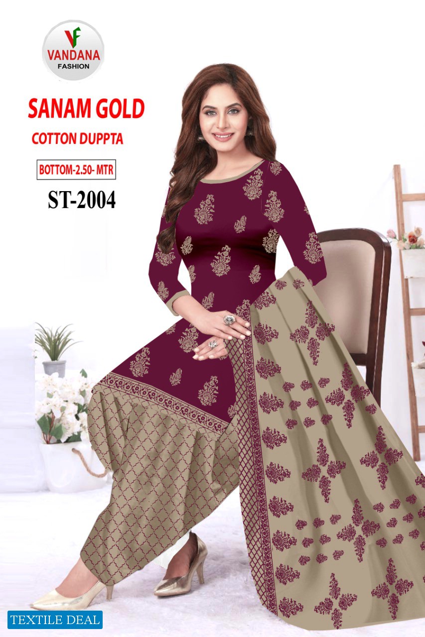 Vandana Sanam Gold Wholesale Cotton Dupatta Dress Material