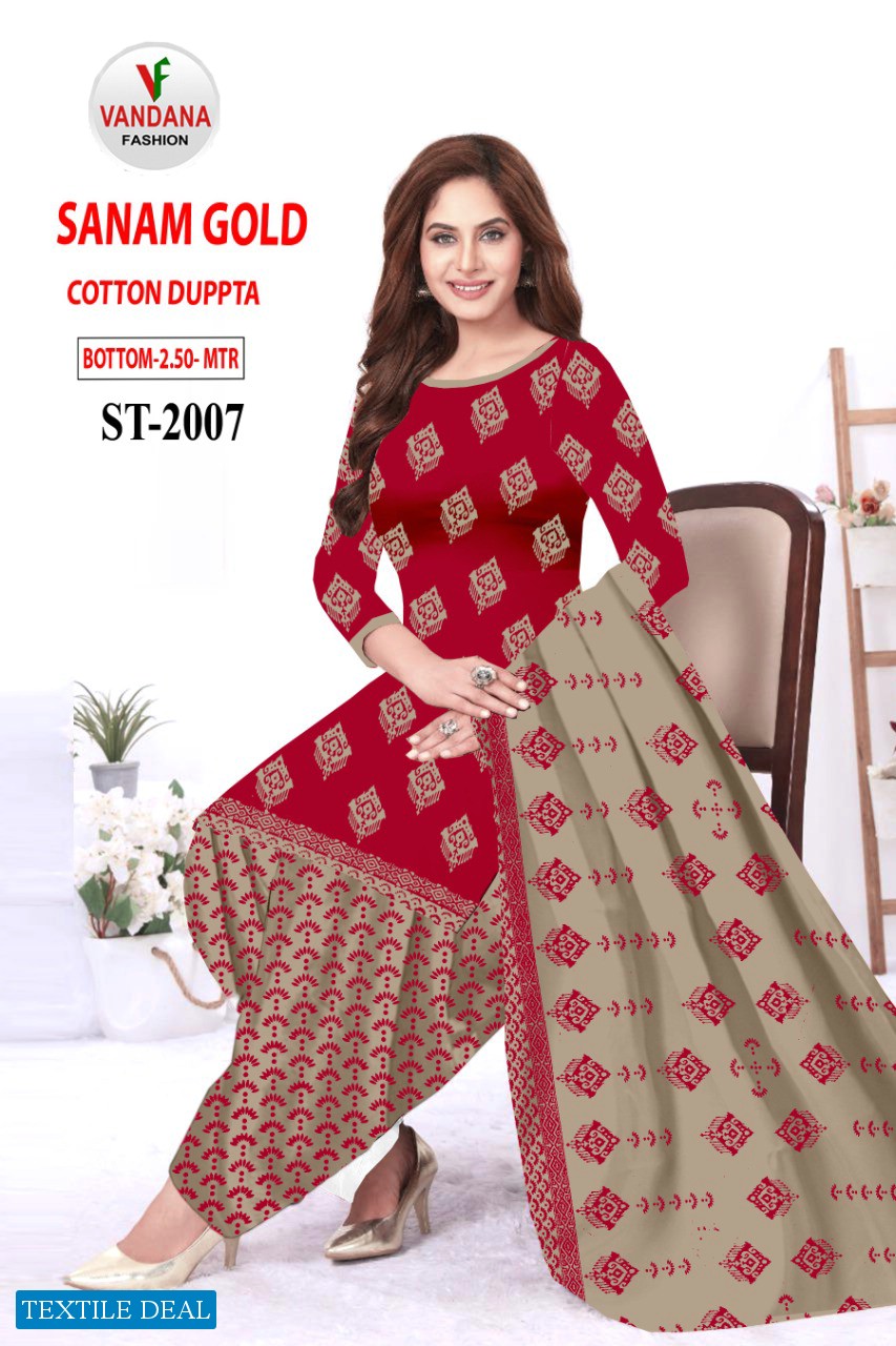 Vandana Sanam Gold Wholesale Cotton Dupatta Dress Material