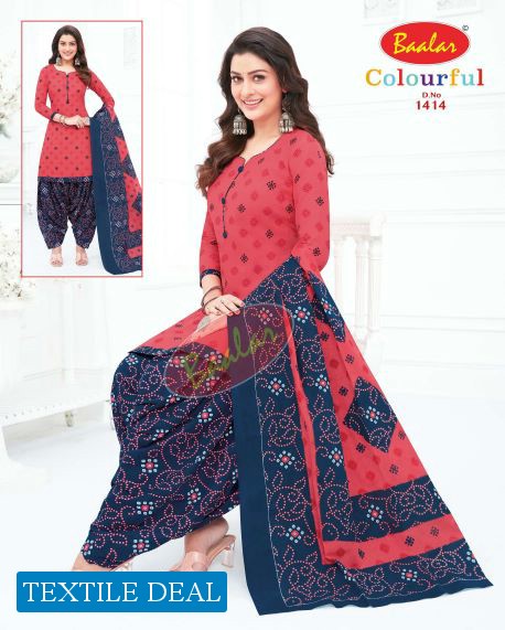 Baalar Colourful Vol-14 Wholesale Unstitched Cotton Printed Dress Material