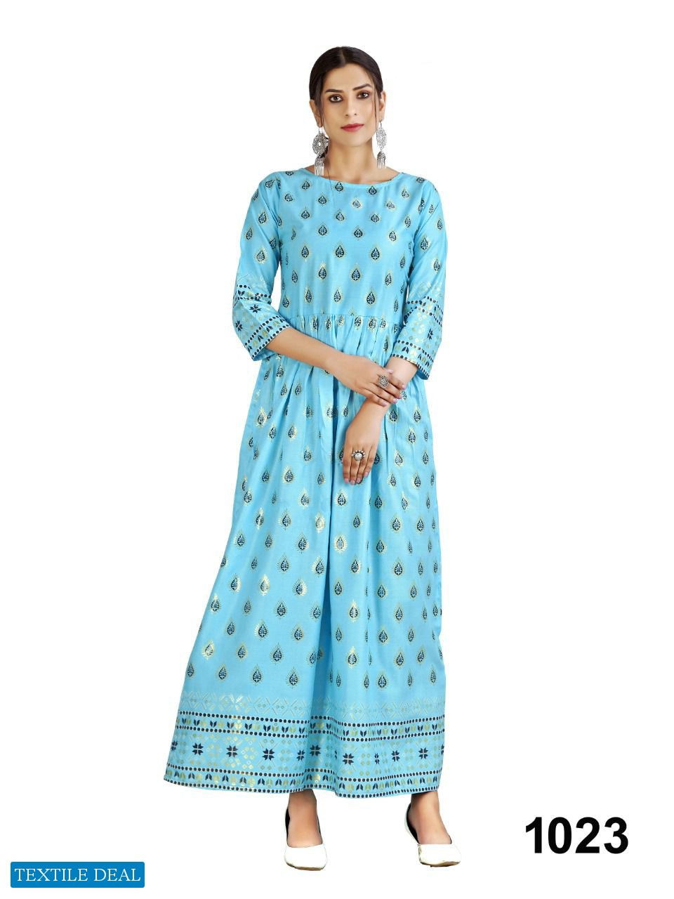 Nazneen Aaina 1023 Series Wholesale 14 Kg Reyon print Gown Catalogs