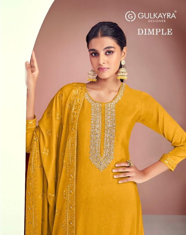 Gulkayra Dimple Wholesale Real Georgette Straight Salwar Suits Catalogs