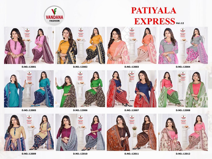 Vandana Patiyala Express Vol-12 Wholesale Pure Cotton Dress Material