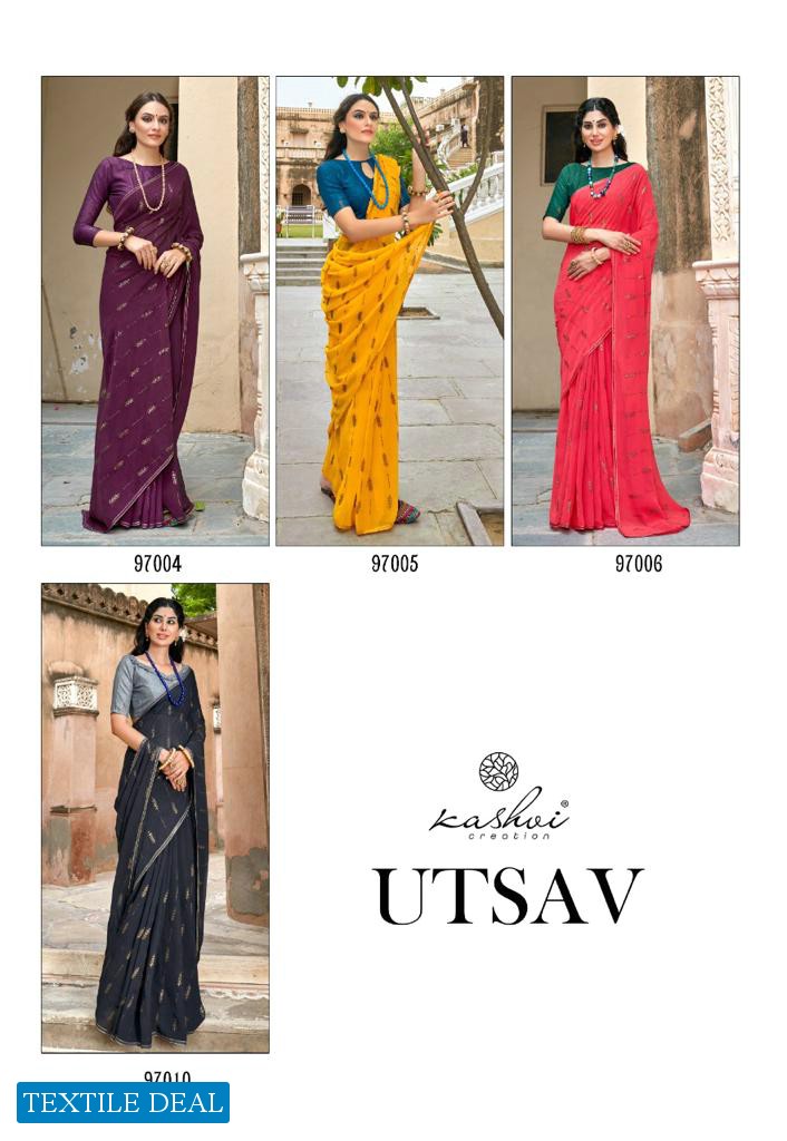 Kashvi Utsav Wholesale Georgette With Antique Copper Zari Sarees
