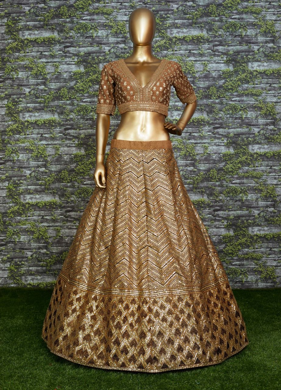 Zeel-7073 Wholesale Designer Golden Lehengas Choli