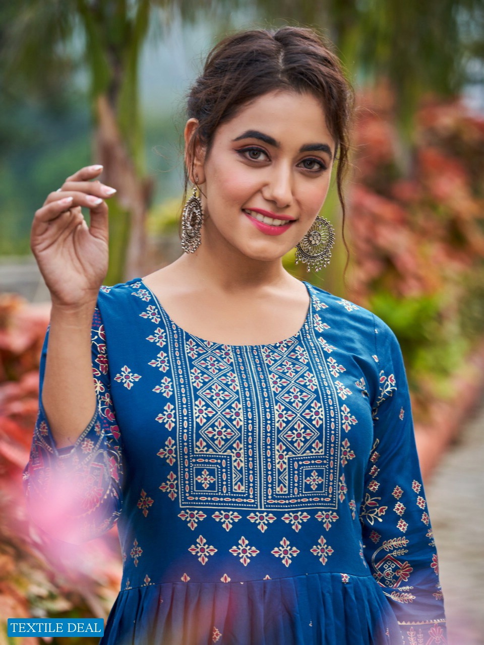 BANWERY FLORA RAYON FOIL PRINT BIG SIZE FLAIR GOWN WHOLESALER