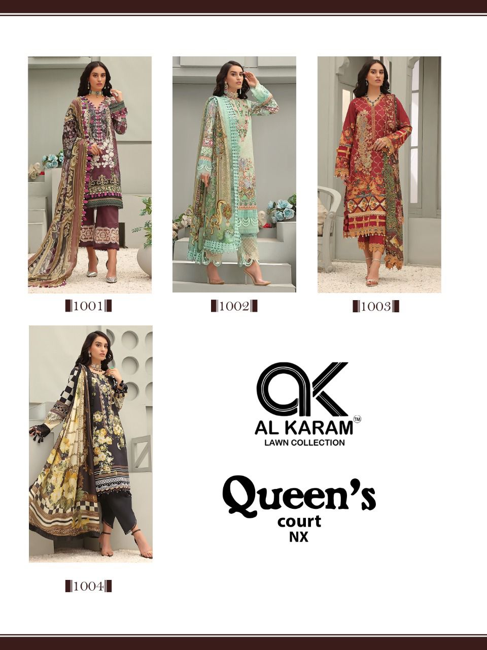 Al Karam Queens Court NX Wholesale Pure Cambric Cotton Dress Material