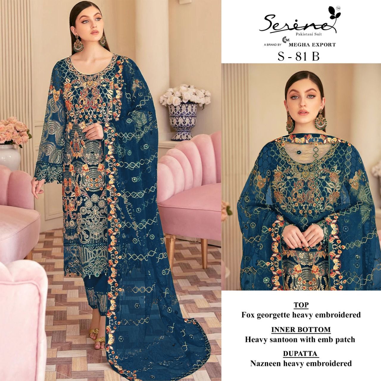 SERINE S-81 DESIGN GEORGETTE PAKISTANI DRESSES WHOLESALER