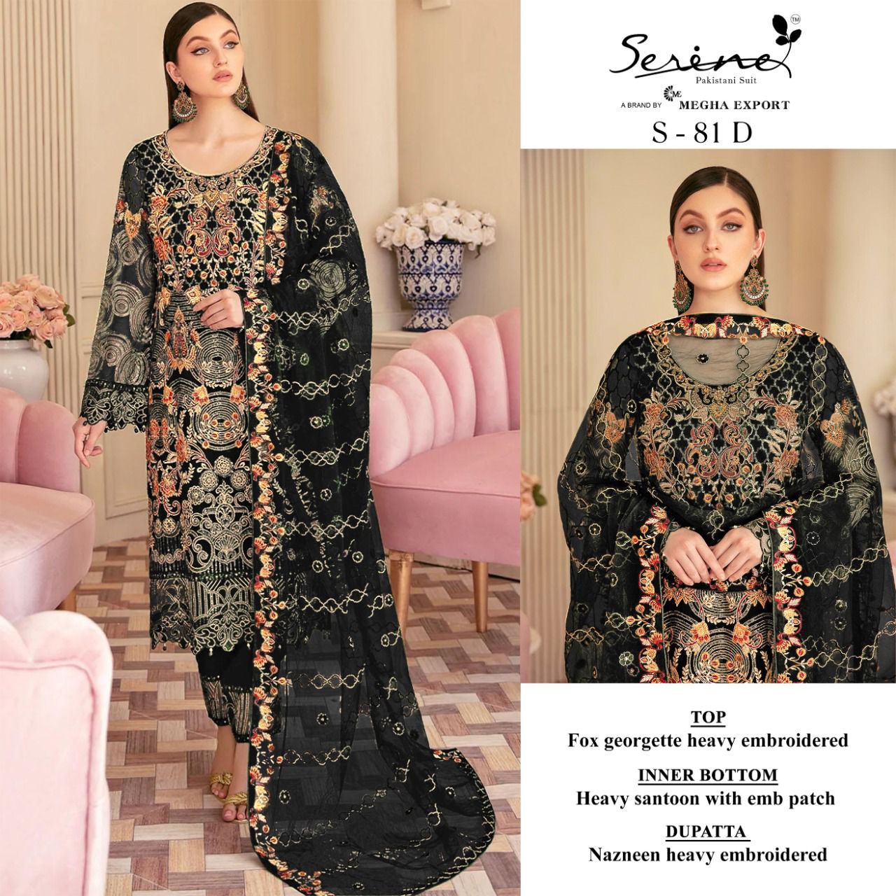 SERINE S-81 DESIGN GEORGETTE PAKISTANI DRESSES WHOLESALER