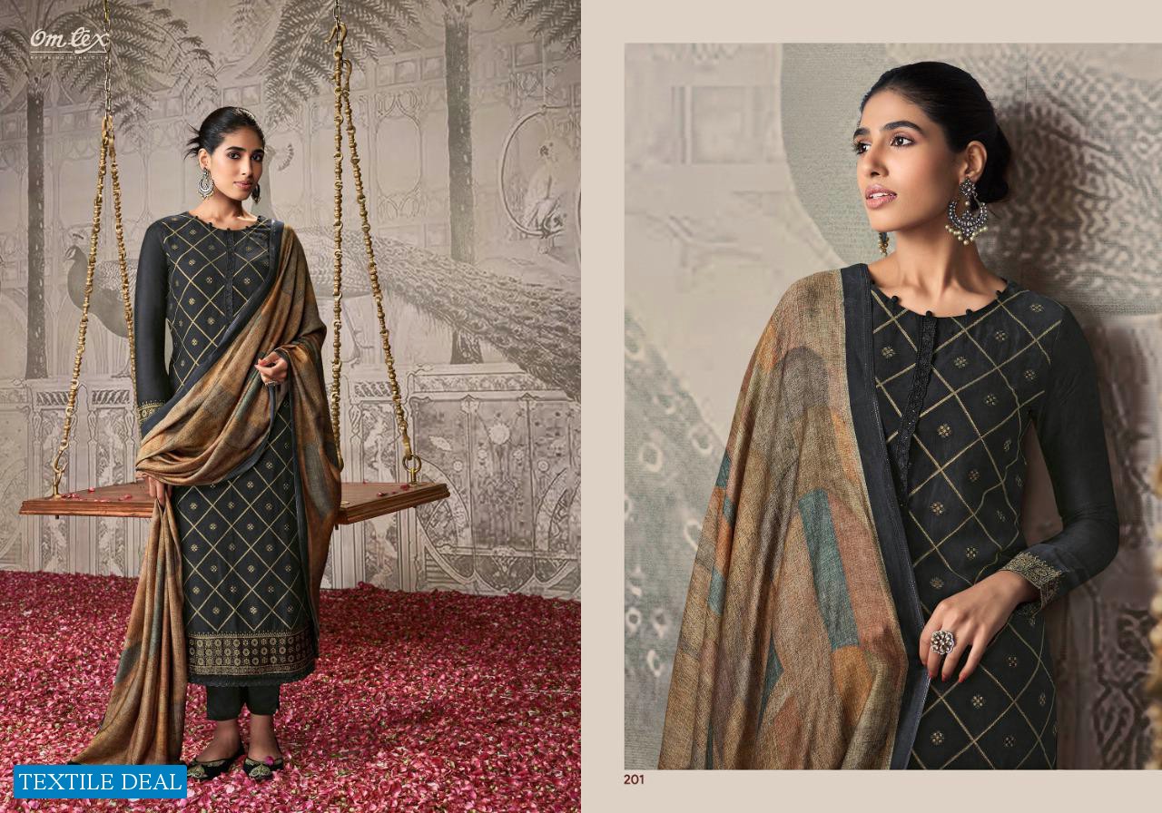 Omtex Amishi Wholesale Silk Linen Jacquard With Lace Work Festive Suits