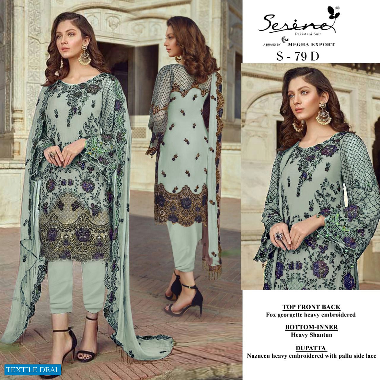 SERINE BY MEGHA EXPORTS S-79 GEORGETTE EMBROIDERY PAKISTANI SUITS