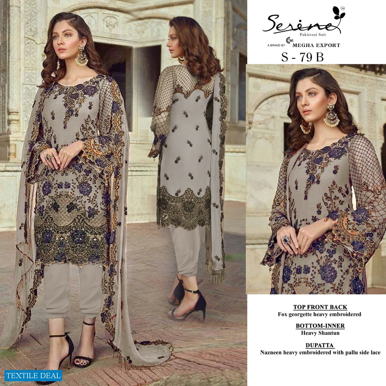 SERINE BY MEGHA EXPORTS S-79 GEORGETTE EMBROIDERY PAKISTANI SUITS