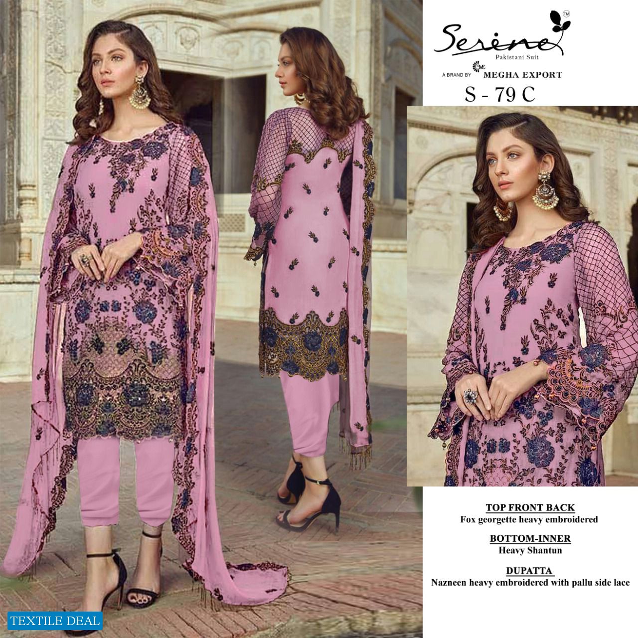 SERINE BY MEGHA EXPORTS S-79 GEORGETTE EMBROIDERY PAKISTANI SUITS