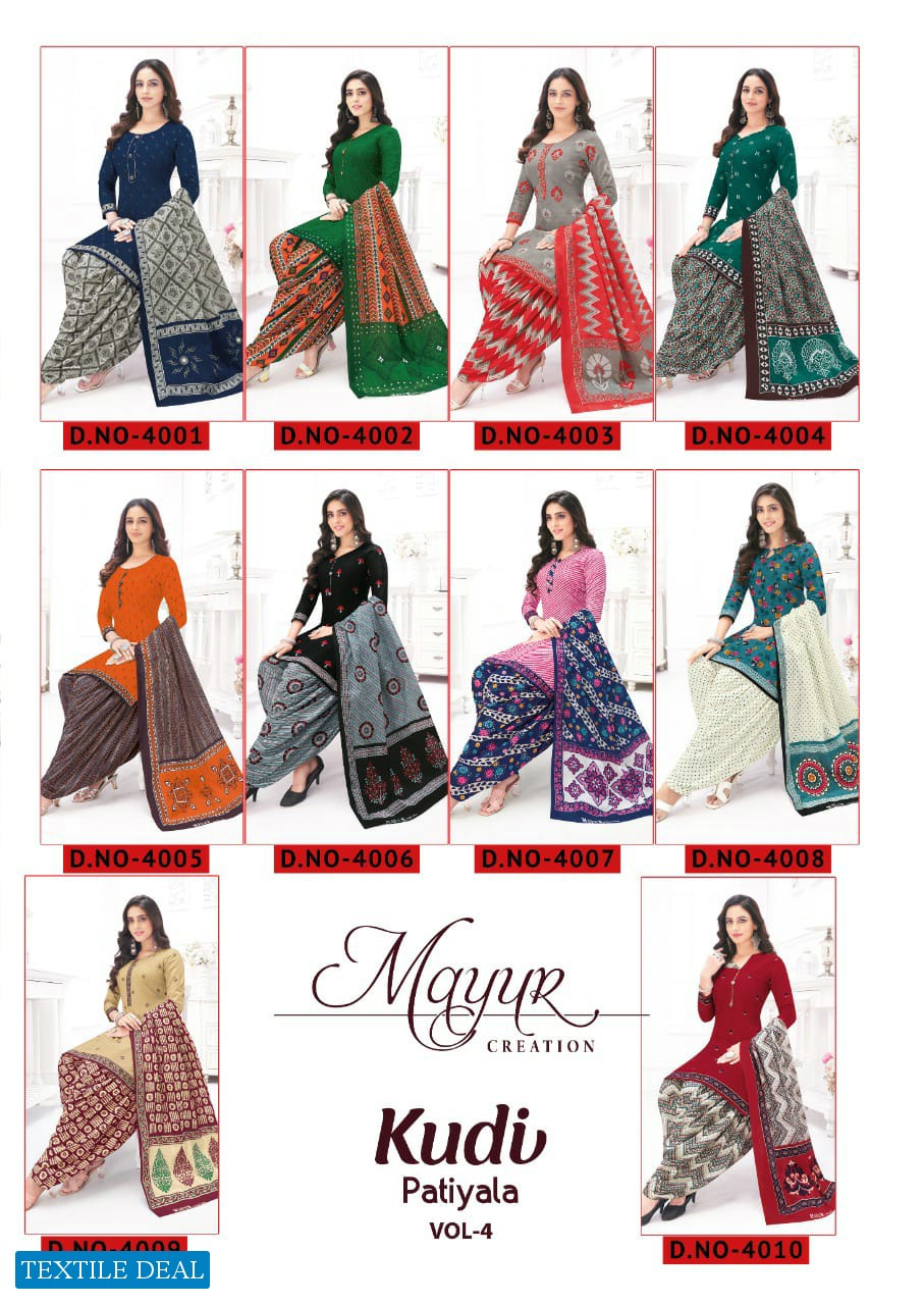 Mayur Kudi Patiyala Vol-4 Wholesale Pure Cotton Printed Dress Material