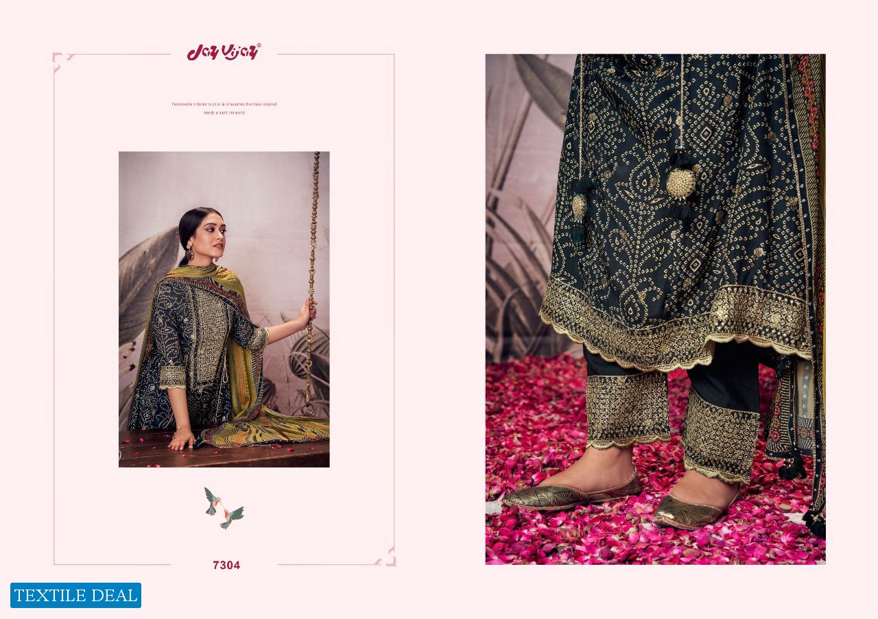 Jay Vijay Rangde Wholesale Pure Moga Silk Jacquard With Work Salwar Suits