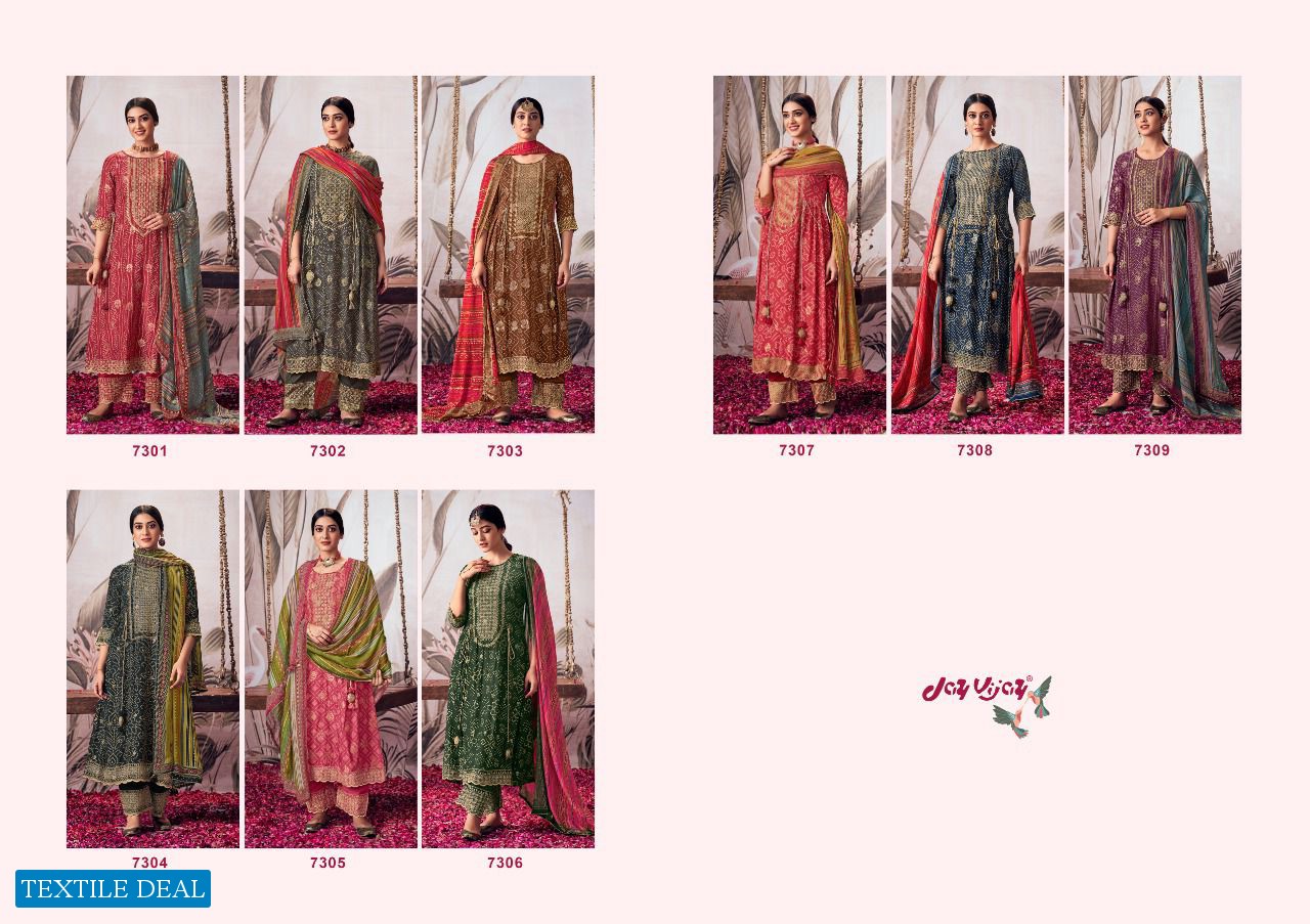 Jay Vijay Rangde Wholesale Pure Moga Silk Jacquard With Work Salwar Suits