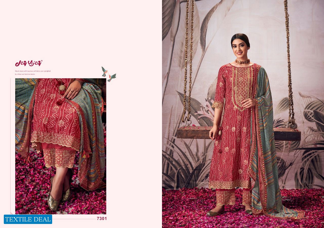 Jay Vijay Rangde Wholesale Pure Moga Silk Jacquard With Work Salwar Suits