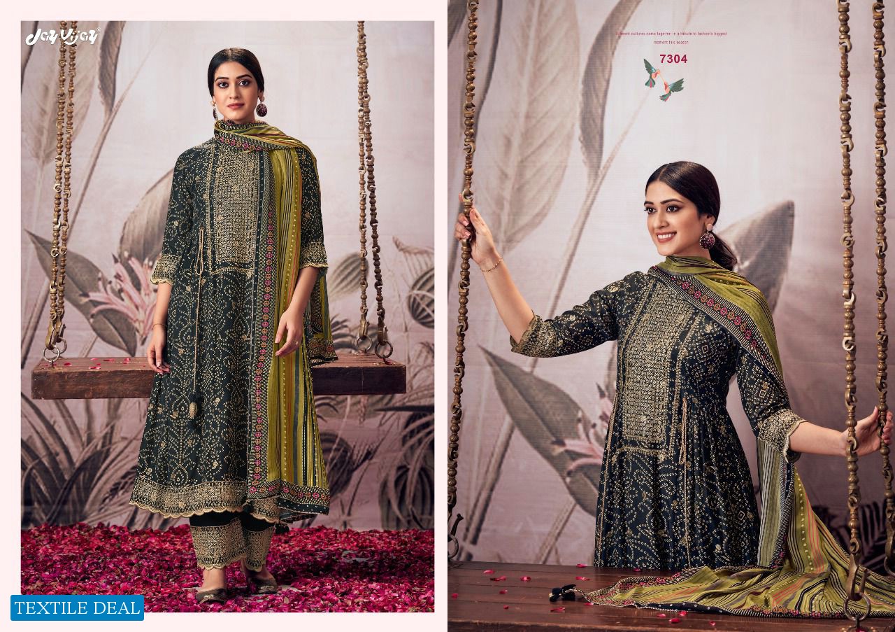 Jay Vijay Rangde Wholesale Pure Moga Silk Jacquard With Work Salwar Suits