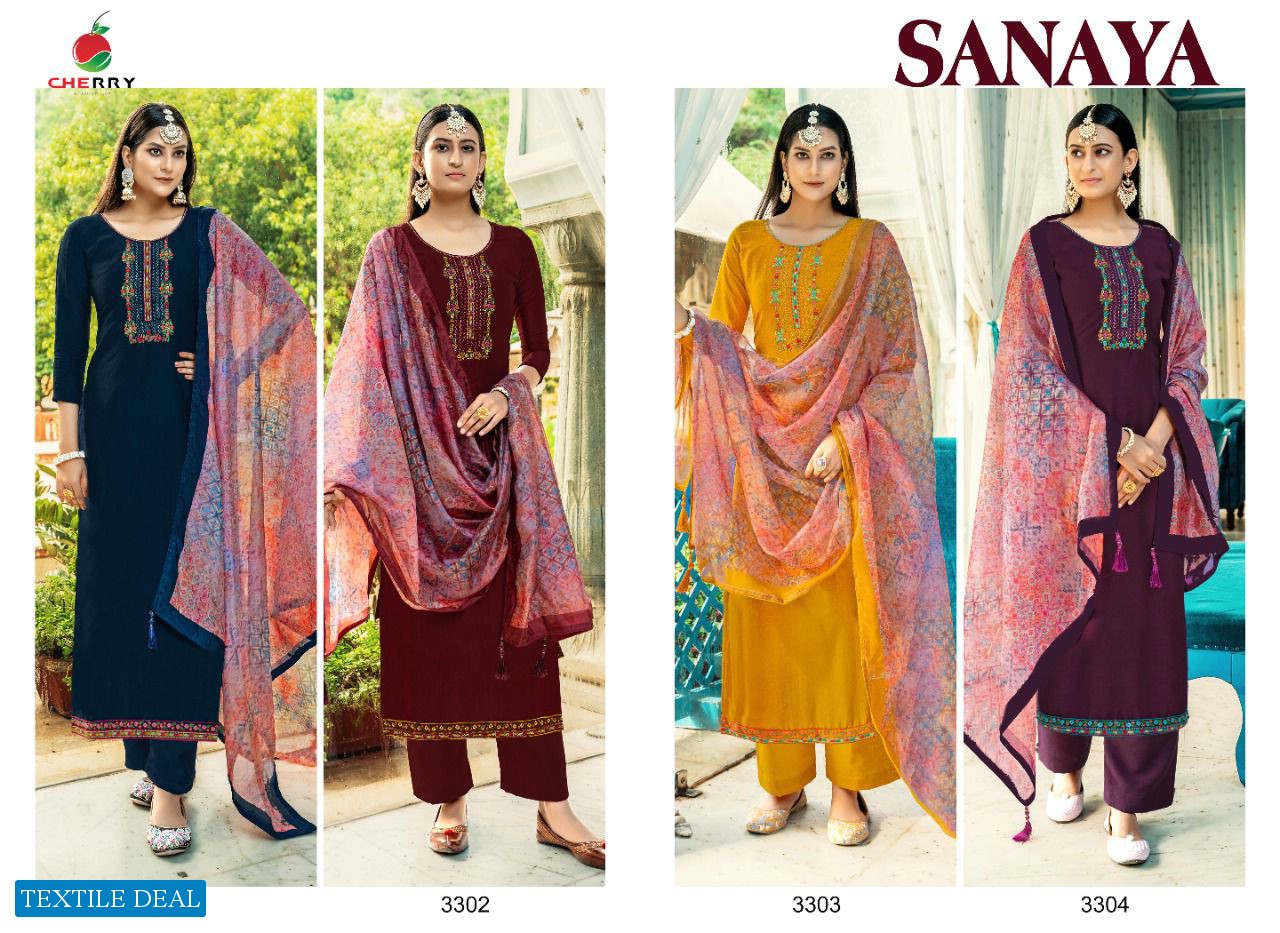 CHERRY SANAYA PARAMPARA SILK WITH WORK DRESS MATERIAL