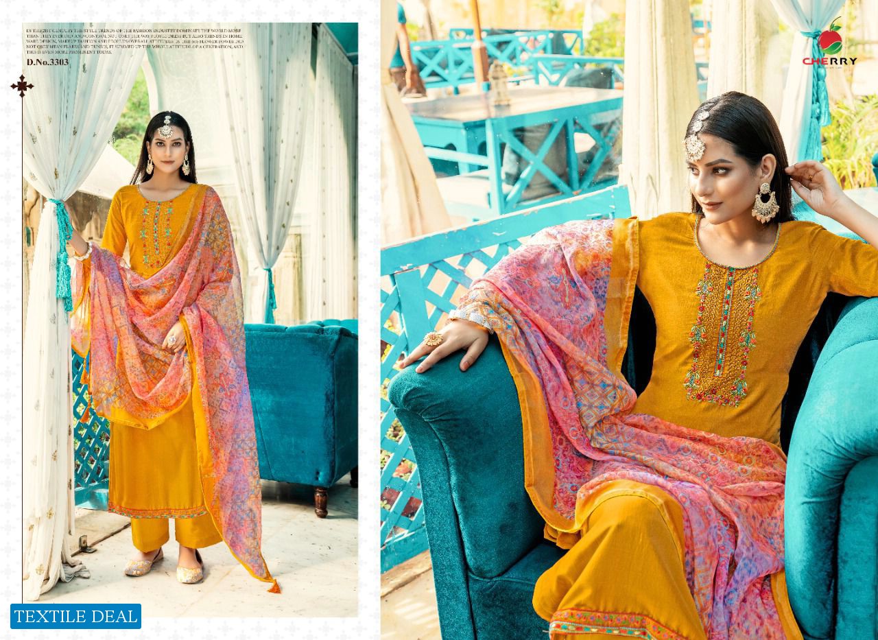 CHERRY SANAYA PARAMPARA SILK WITH WORK DRESS MATERIAL