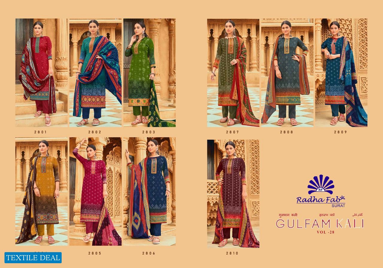 Radha Fab Gulfam Kali Vol-28 Wholesale Pure Pashmina With Print Winter Dress Material