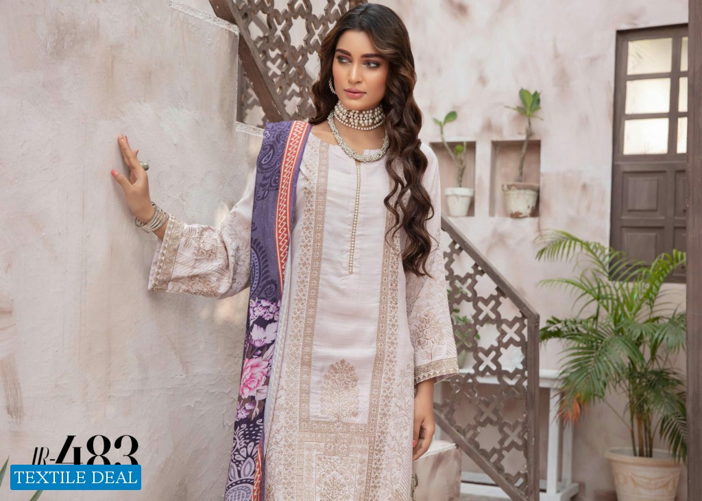 Johra Mahparah Wholesale Leather Patch Slub With Digital Printed Wool Shawl