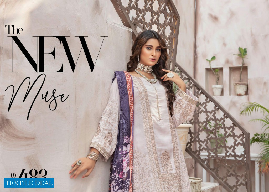 Johra Mahparah Wholesale Leather Patch Slub With Digital Printed Wool Shawl