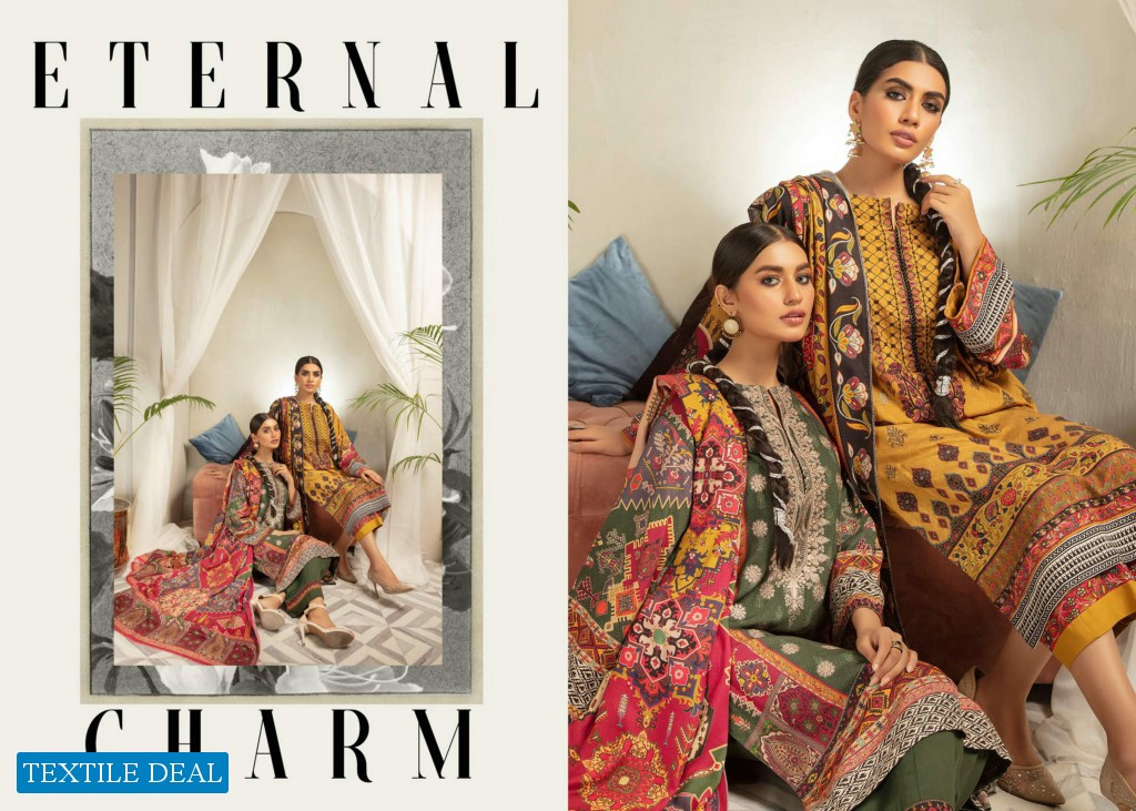 Johra Nysa Embroidery Digital Printed Peach Slub Leather With Digital Printed Wool Shawl