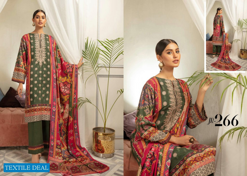 Johra Nysa Embroidery Digital Printed Peach Slub Leather With Digital Printed Wool Shawl