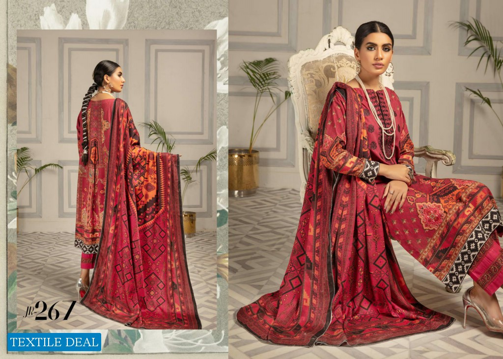 Johra Nysa Embroidery Digital Printed Peach Slub Leather With Digital Printed Wool Shawl